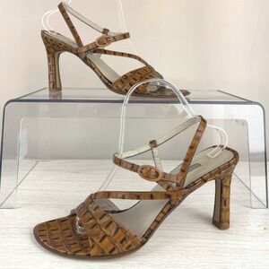 KENNETH COLE Womens (9.5) Strappy Snake Croc Heel Sandals Leather Italy Mobwife